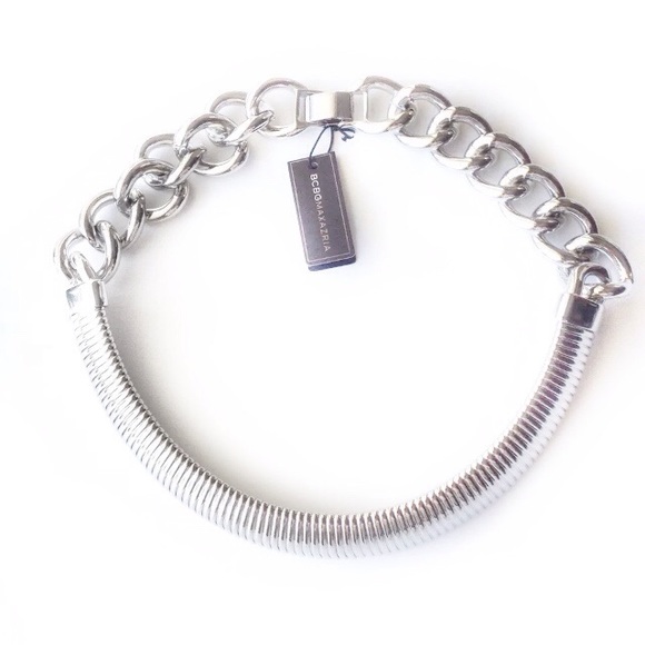BCBG NECKLACE COLLAR CHOKER SILVER TONED CHAIN - Picture 1 of 3